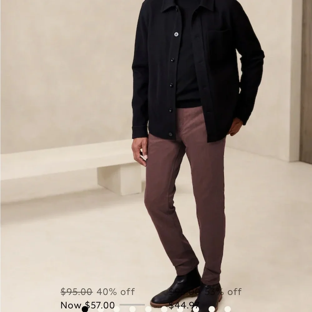 Banana Republic Slim Travel Pants-Burgundy 32W 34L - Picture 3 of 5
